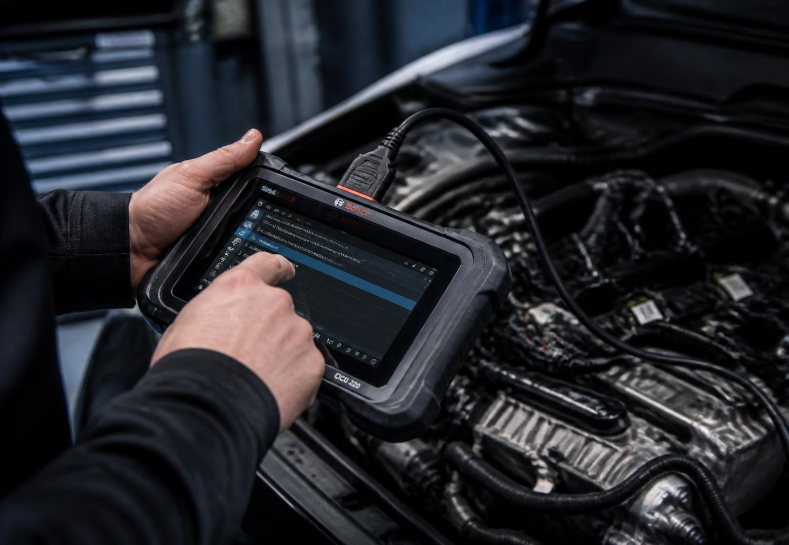 Tecnico SGS con strumento di diagnosi elettronica